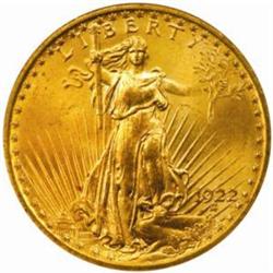 1922 Saint-Gaudens Double Eagle. MS65 (NGC).
