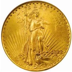 1922 Saint-Gaudens Double Eagle. MS65 (NGC).