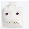 SOLID GOLD WITH AMETHYST STUD EARRINGS)