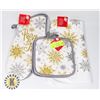 Image 1 : NEW KITCHEN LINENS INCLUDING OVEN MITT, TWO POT
