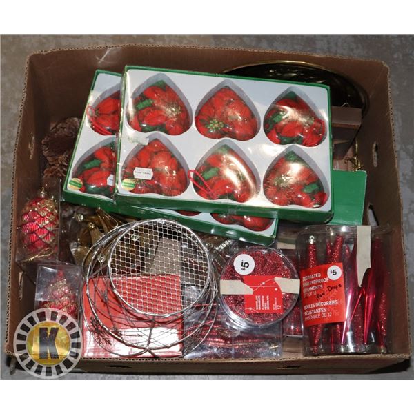 LARGE BOX OF CHRISTMAS HOME DECOR