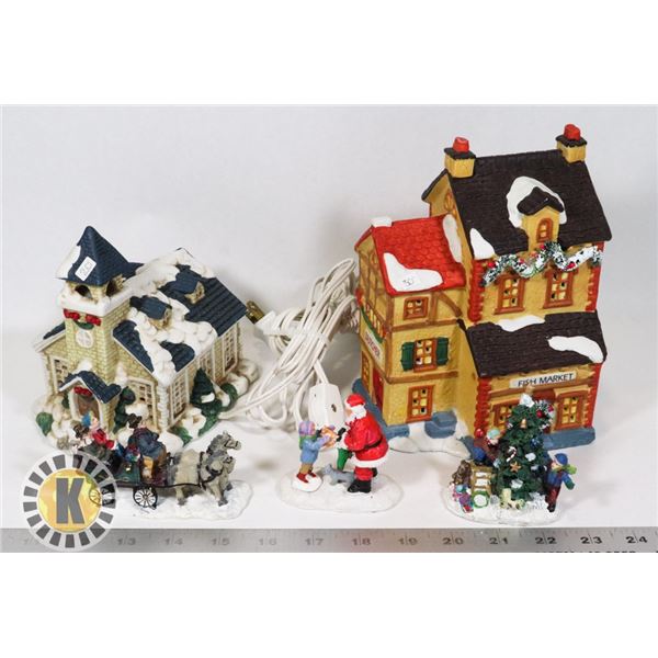 FLAT OF CHRISTMAS DECORATION VILLAGE HOUSES