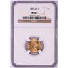 Image 1 : 1893 $2 1/2 Indian Head Quarter Eagle Gold Coin NGC MS62
