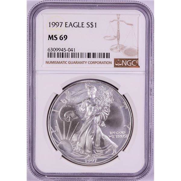 1997 $1 American Silver Eagle Coin NGC MS69