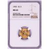 Image 1 : 1903 $2 1/2 Liberty Head Quarter Eagle Gold Coin NGC MS65