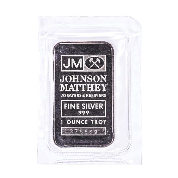 Vintage Johnson Matthey 1 Troy Ounce .999 Fine Silver Bar