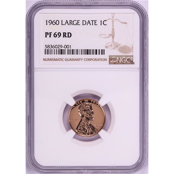 1960 Large Date Proof Lincoln Memorial Cent Coin NGC PF69RD