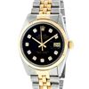 Image 1 : Rolex Mens Two Tone Black Diamond Oyster Perpetual Datejust Wristwatch