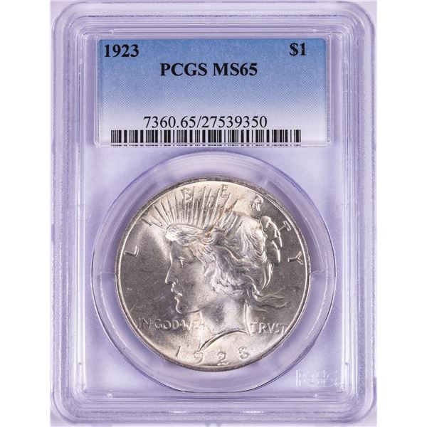 1923 $1 Peace Silver Dollar Coin PCGS MS65