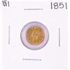 Image 1 : 1851 $1 Liberty Head Gold Dollar Coin Damaged Reverse