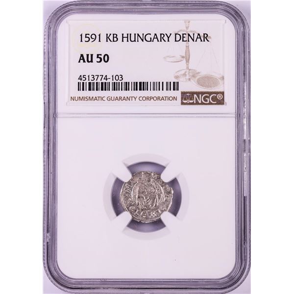 1591 KB Hungary Denar 'Madonna and Child' Coin NGC AU50