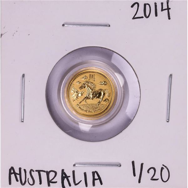 2014 Australia $5 Lunar Year of the Horse 1/20 Oz Gold Coin