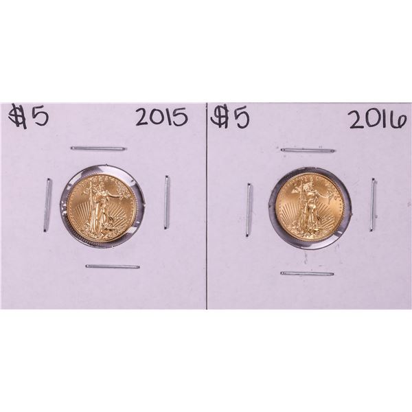 Lot of 2015-2016 $5 American Gold Eagle Coins