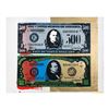 Steve Kaufman (1960-2010) "500 And 1000 Dollar Bills" Original Mixed Media On Canvas