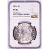 Image 1 : 1891 $1 Morgan Silver Dollar Coin NGC MS63