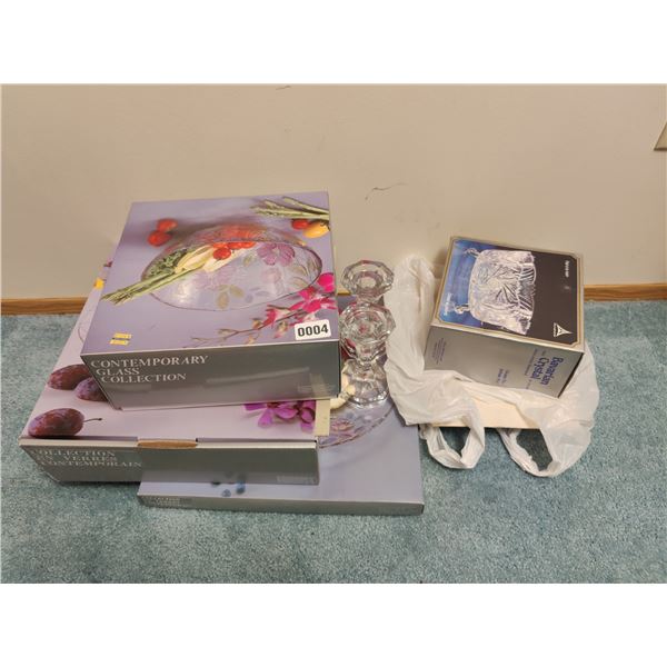 Glass & Crystal Ornate Serving Platters & Candle Holders