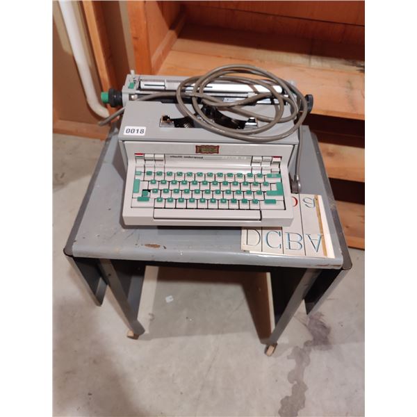 Olivetti Underwood Praxis 48 Typewriter & Rolling Desk with foldable wings