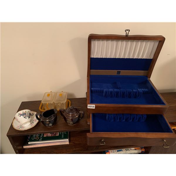 Silverware Organzer Simple Tea Set and Vintage Decor.