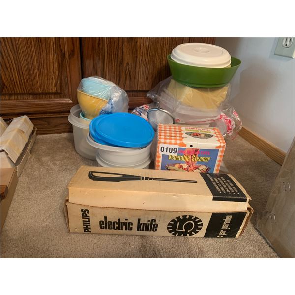 Vintage Tupperware, Steamer and Electric Knife