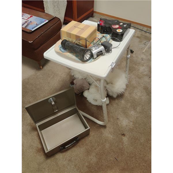Adjustable Table, Ornate Bombay Card Box & More
