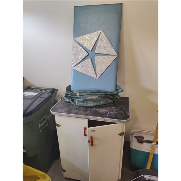 Garage Storage Cabinet With 3D Abstract Wall Art