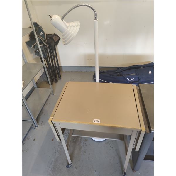 Portable Table with folding Wings & Gooseneck Lamp