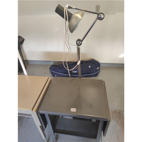 Portable Table with folding Wings & Gooseneck Lamp