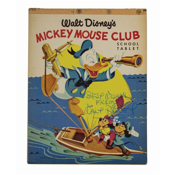 Walt Disney Signed Mickey Mouse Club Tablet.