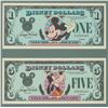 Image 1 : Disney Dollar First Day of Issue Matching $1 and $5 Notes.