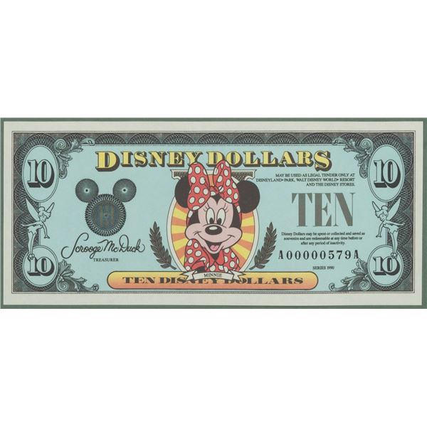 Disney Dollar First Day of Issue $10 Note.