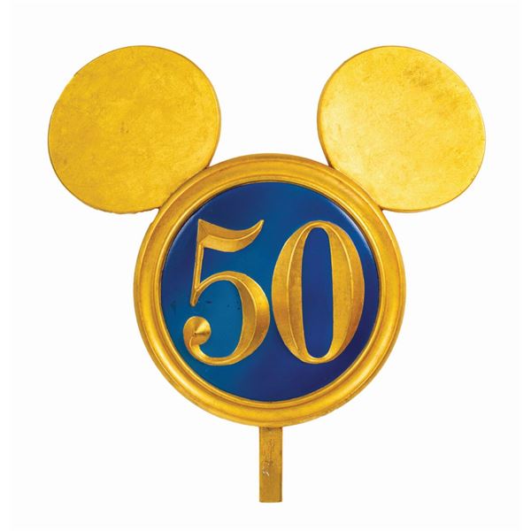 Disneyland 50th Anniversary Lamppost Sign.