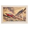 Image 1 : John Hench Signed Crossing Monorails Concept Art Print.