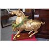 Image 1 : WOODEN GILT HORSE W/WREATH (31" X 33" X 8 1/2")