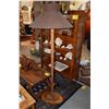 Image 1 : MID-CENTURY CARVED FLOOR LAMP W/AMORPHOUS SHAPED BASE W/WOVEN SHADE (ATTRIBUTED TO JAMES (JIMMY) GAR