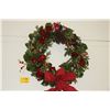 Image 1 : CHRISTMAS WREATHS W/ROSE & PINE CONES (PAIR)