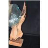 Image 2 : LARGE MOLTEN GLASS VASE ON NATURAL WOOD BASE (29 1/2" H)