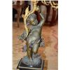 Image 2 : ANTIQUE BRONZE CHERUB GILDED CANDELABRA (28 3/4" TALL)