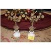 Image 1 : BRONZE DORE & WHITE MARBLE FLORAL CANDELABRA'S (PAIR)