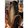 Image 2 : LARGE CERAMIC "FISH" VASE W/ROPE; SIGNED (13" D X 28" T X 18 1/2" D )