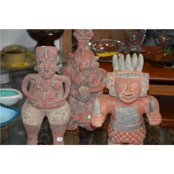 POTTERY FIGURES (GOD OF CORN, ETC.) (3 PCS)