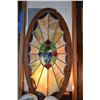 Image 1 : FRAMED OVAL ANTIQUE STAINED GLASS PANEL (W/CRATE) (48" X 24")