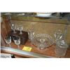 Image 1 : GLASS STEMWARE, CAKE PLATE & COVERED GLASS JAR (8 PCS)