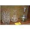 Image 1 : DECANTERS (1 WATERFORD) & LEAD CRYSTAL VASE (CHIPPED ON BASE) (3 PCS)