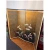 Image 1 : Asian Hand Painted Screen with Floral Garden Pattern