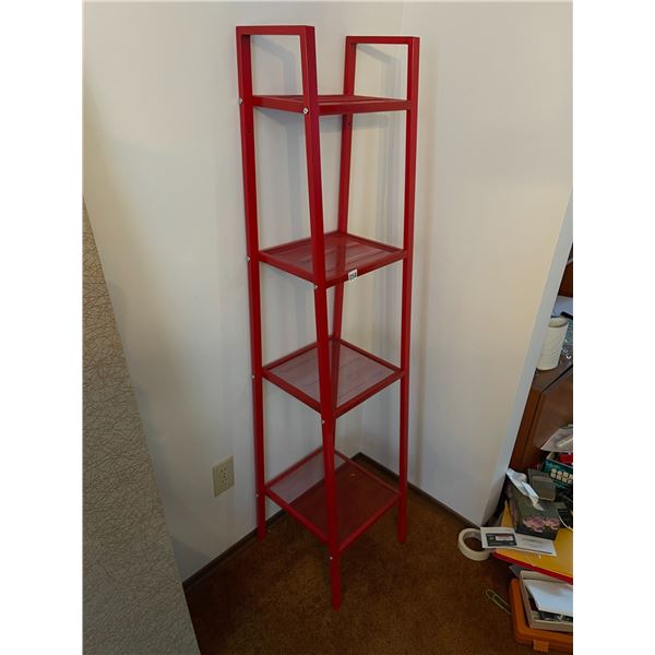 Two Red Modern Metal Step Shelves