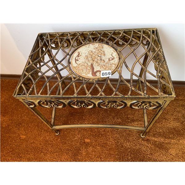 Metal Garden Stand with Plant & Ceramic Pot