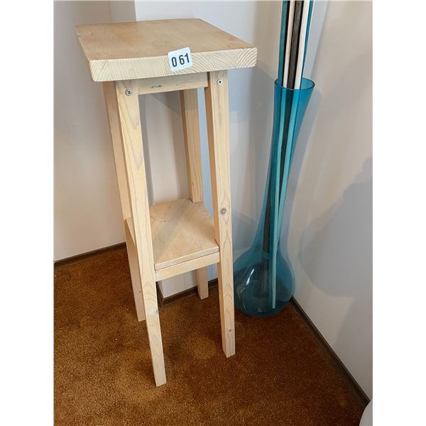 Wooden Plant Stand 3'H with Large Decorative Glass Vase 32"H