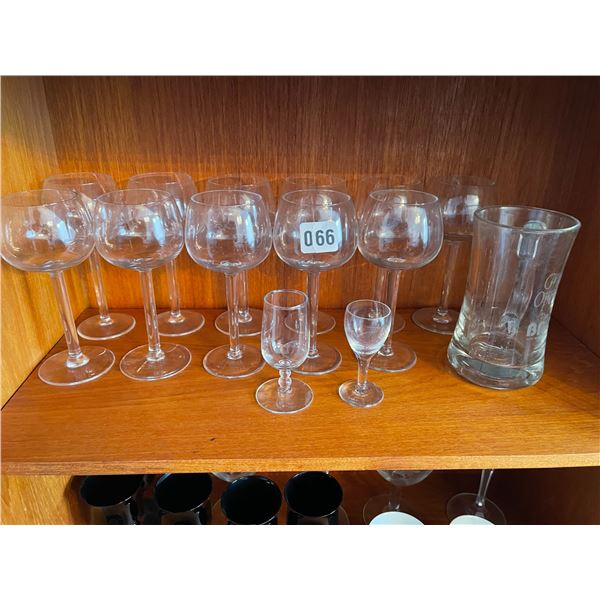 11 Wine Glasses - Beer Stein - 2 Liquor Glasses