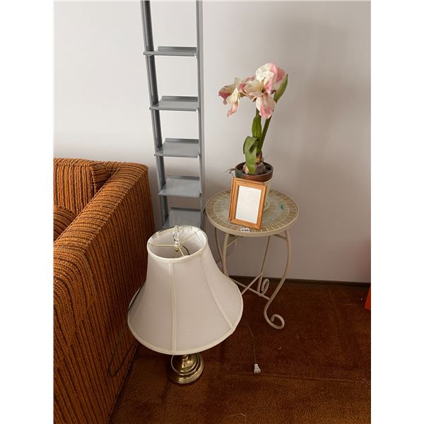 Brass Lamp - CD Stand - Side Table with Artificial Orchid