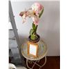Image 2 : Brass Lamp - CD Stand - Side Table with Artificial Orchid
